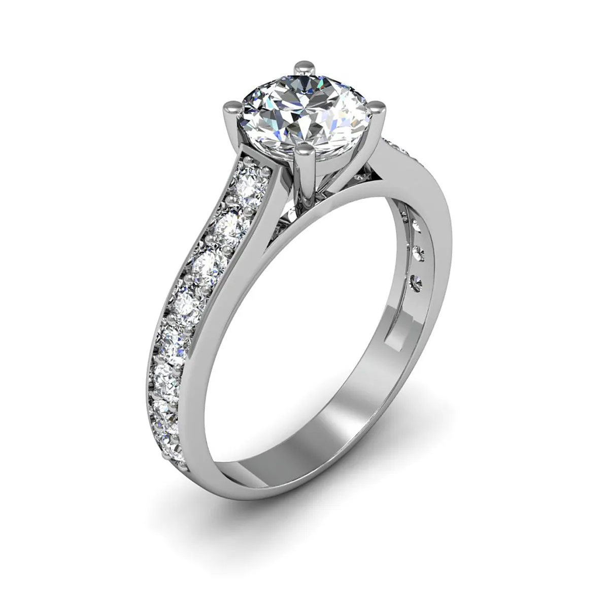 1 1/2 Carat Round Shape Moissanite Engagement Ring In 14 Karat White Gold