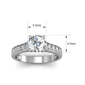 1 1/2 Carat Round Shape Moissanite Engagement Ring In 14 Karat White Gold