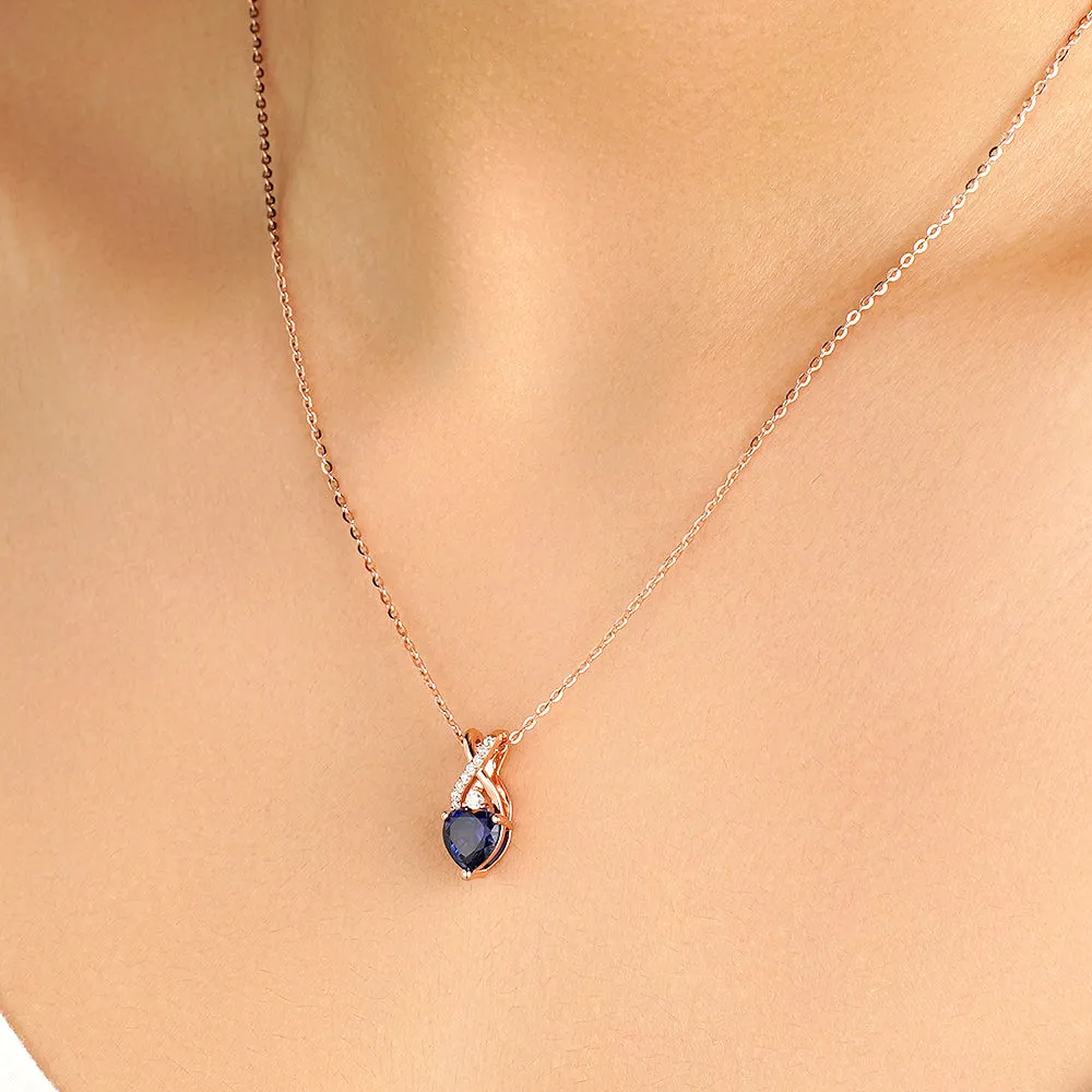 1.16 CT. Solitaire Heart Sapphire and White Sapphire Pendant