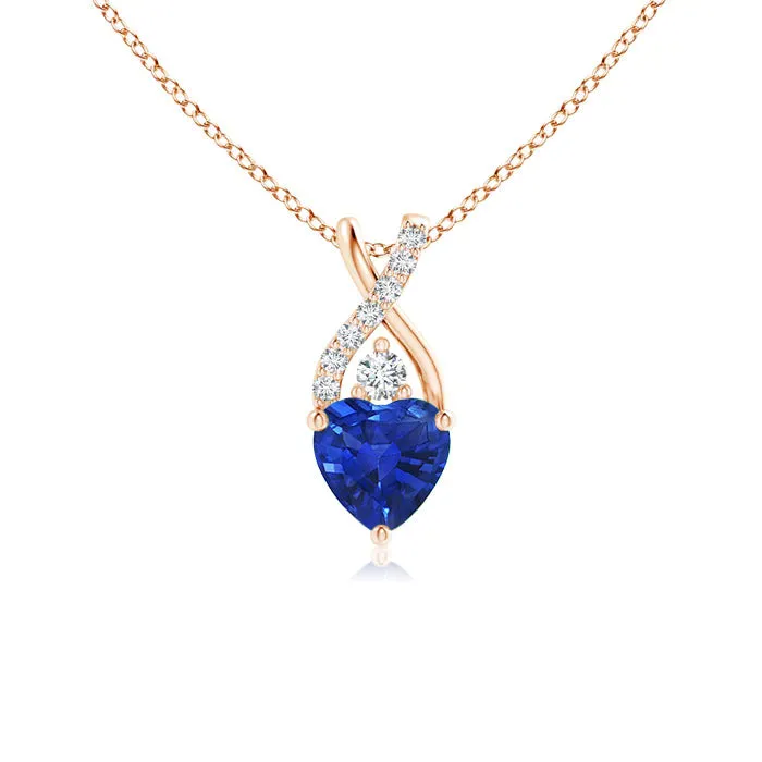 1.16 CT. Solitaire Heart Sapphire and White Sapphire Pendant