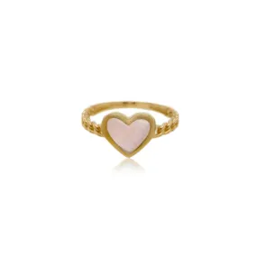 14k Gold Mother of Pearl Small Heart Ring