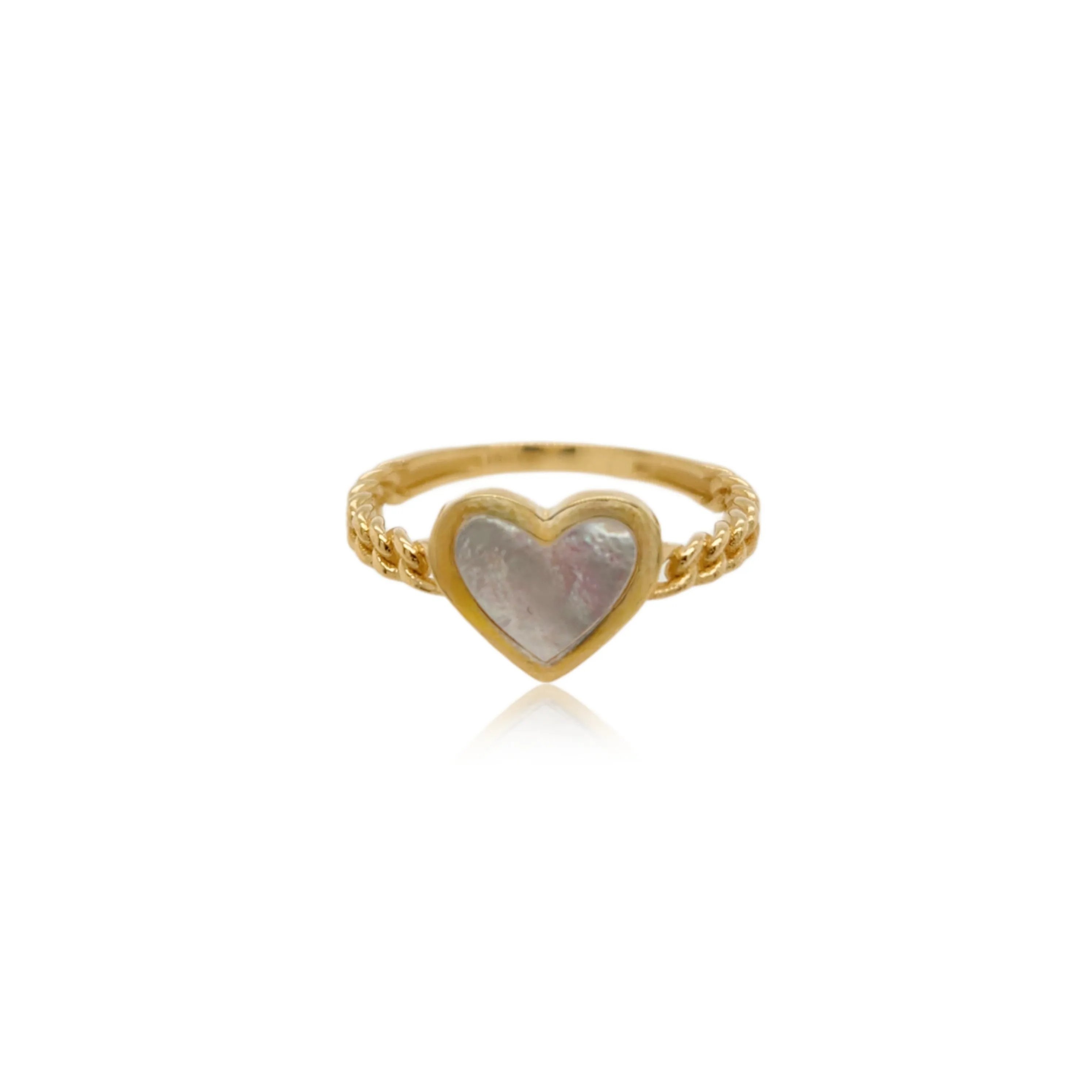 14k Gold Mother of Pearl Small Heart Ring