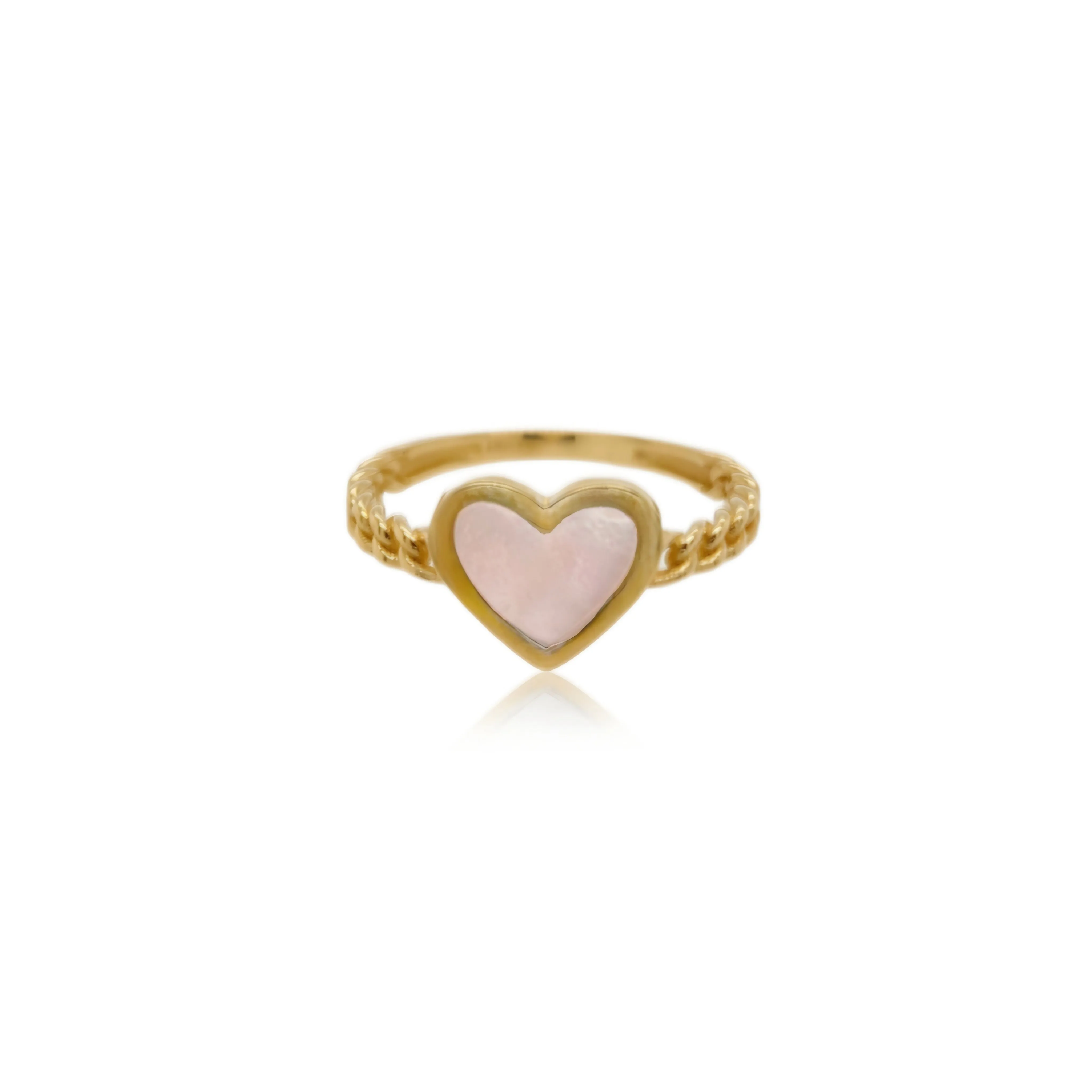 14k Gold Mother of Pearl Small Heart Ring