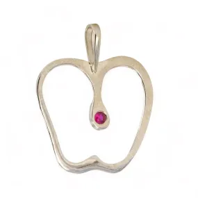 14k White gold apple shape solid pendant-70369