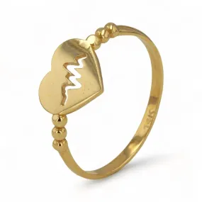 14K Yellow Gold Heart Beat Ring - 1022