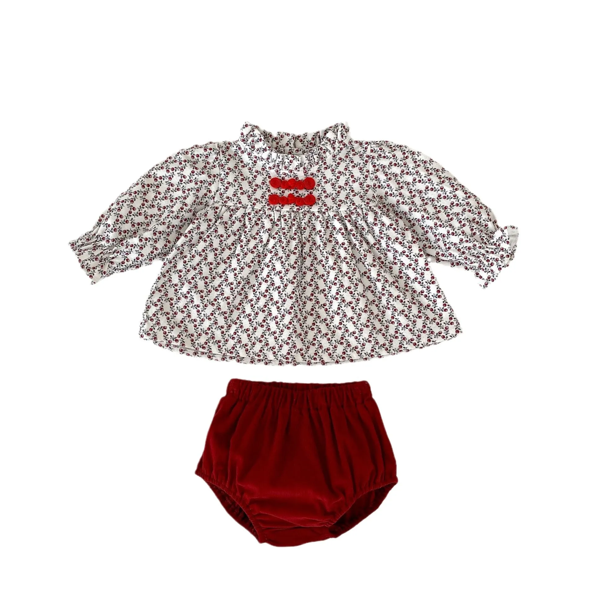 2 Pieces Set Baby Kid Girls Flower Print Tops And Solid Color Shorts Wholesale 23082883