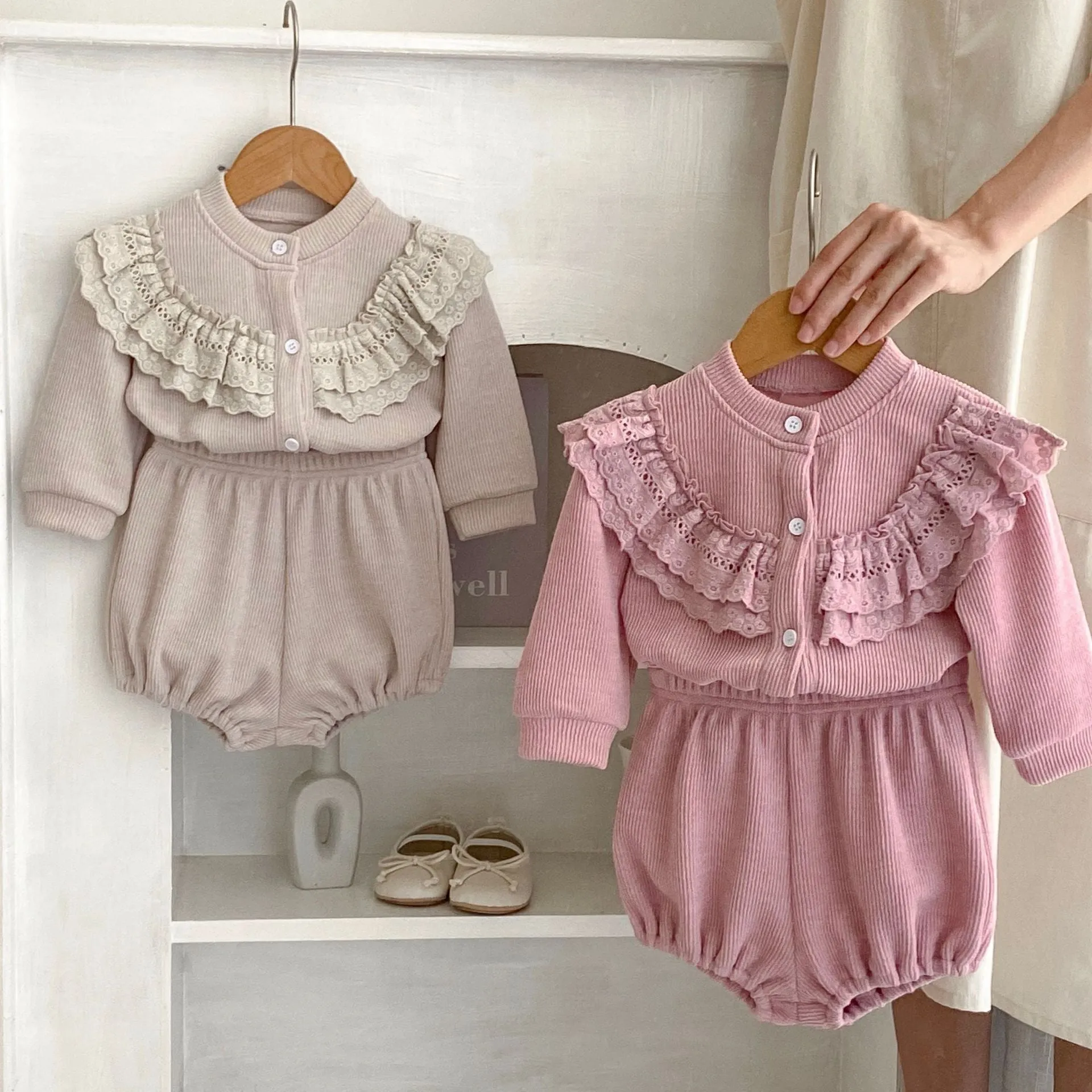 2 Pieces Set Baby Kid Girls Solid Color Tops And Shorts Wholesale 230828247