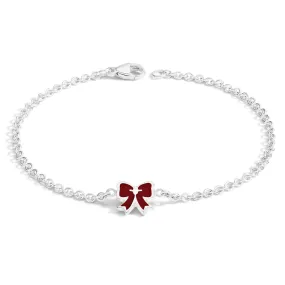 2mm Silver Enamel Bow Bracelet