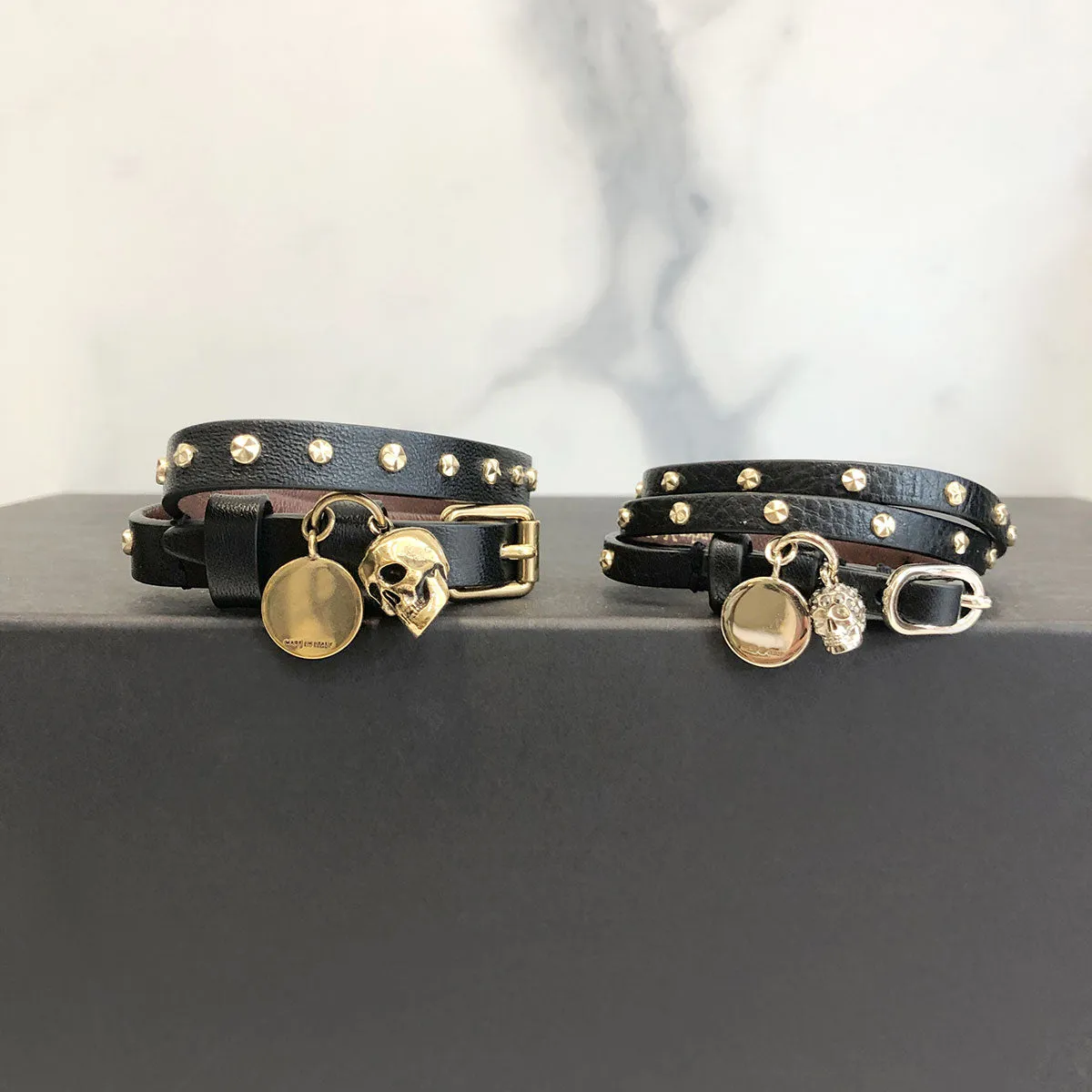 2x Wrap Bracelet Studs, Black/Gold