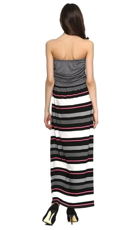 39157 striped strapless maxi dress