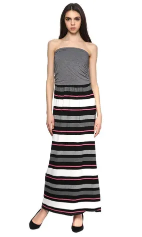 39157 striped strapless maxi dress