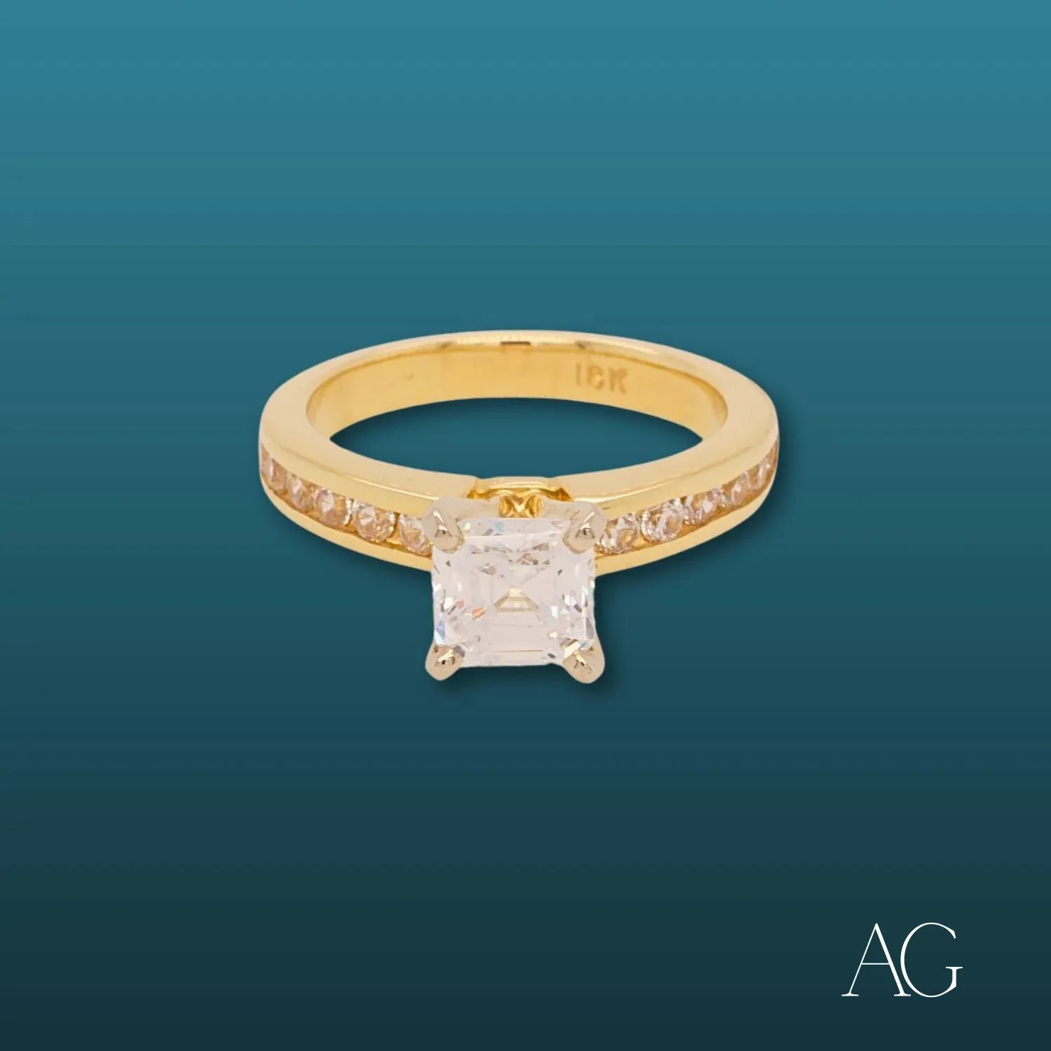 A Study in Splendor: The 18k CZ Solitaire Adorned Ring