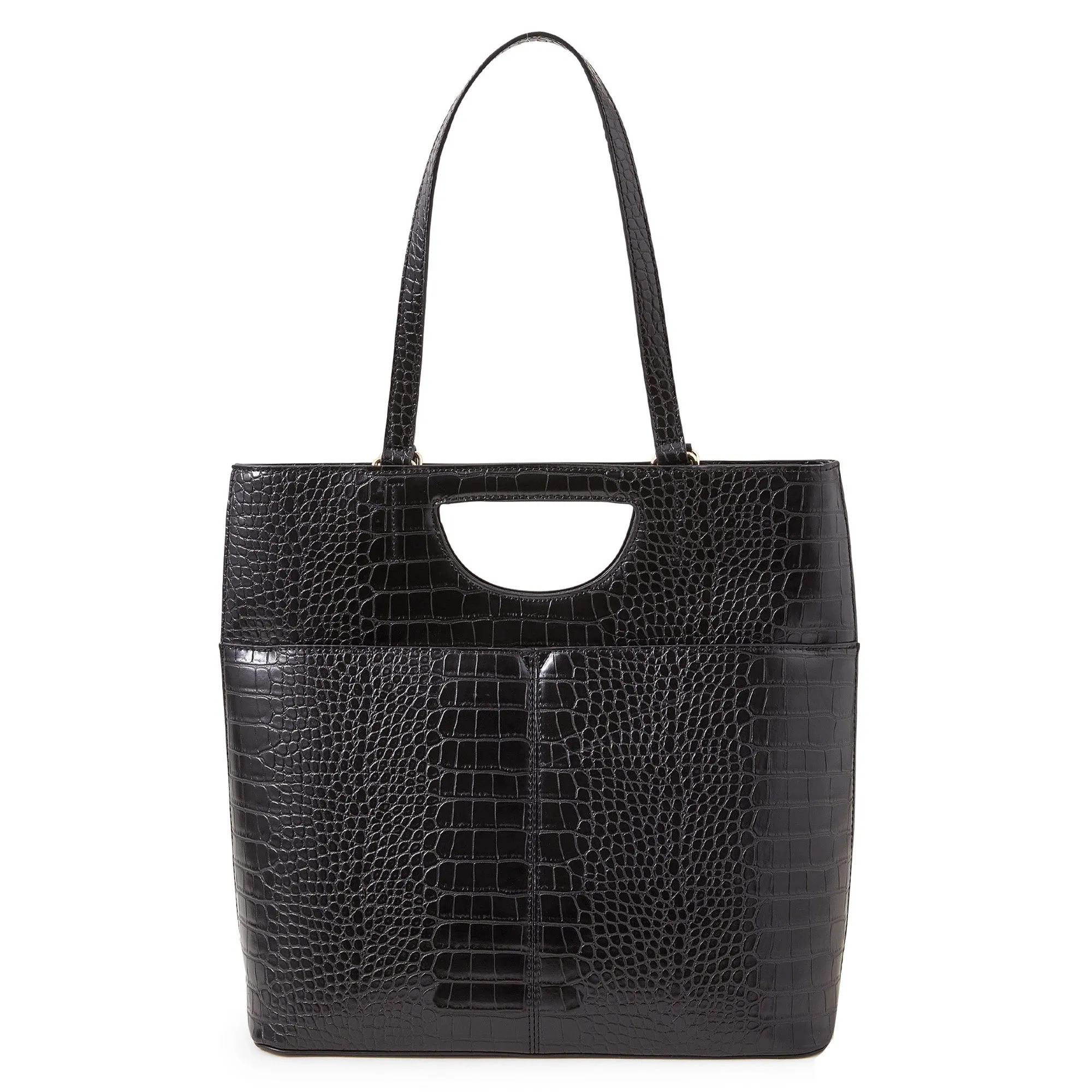 Accessorize London Women's Black
 Faux Croc Large Grab Bag Black