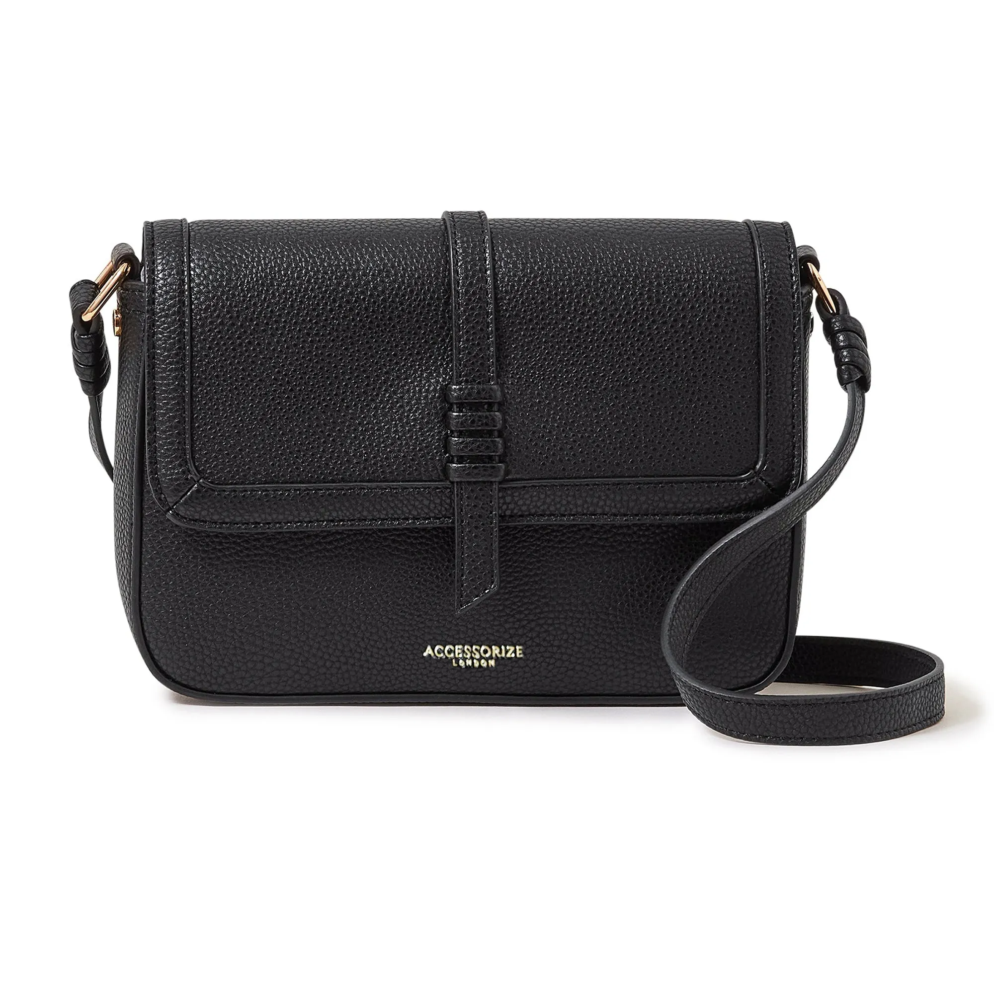 Accessorize London Women's Faux Leather Black Artisan Sling Bag