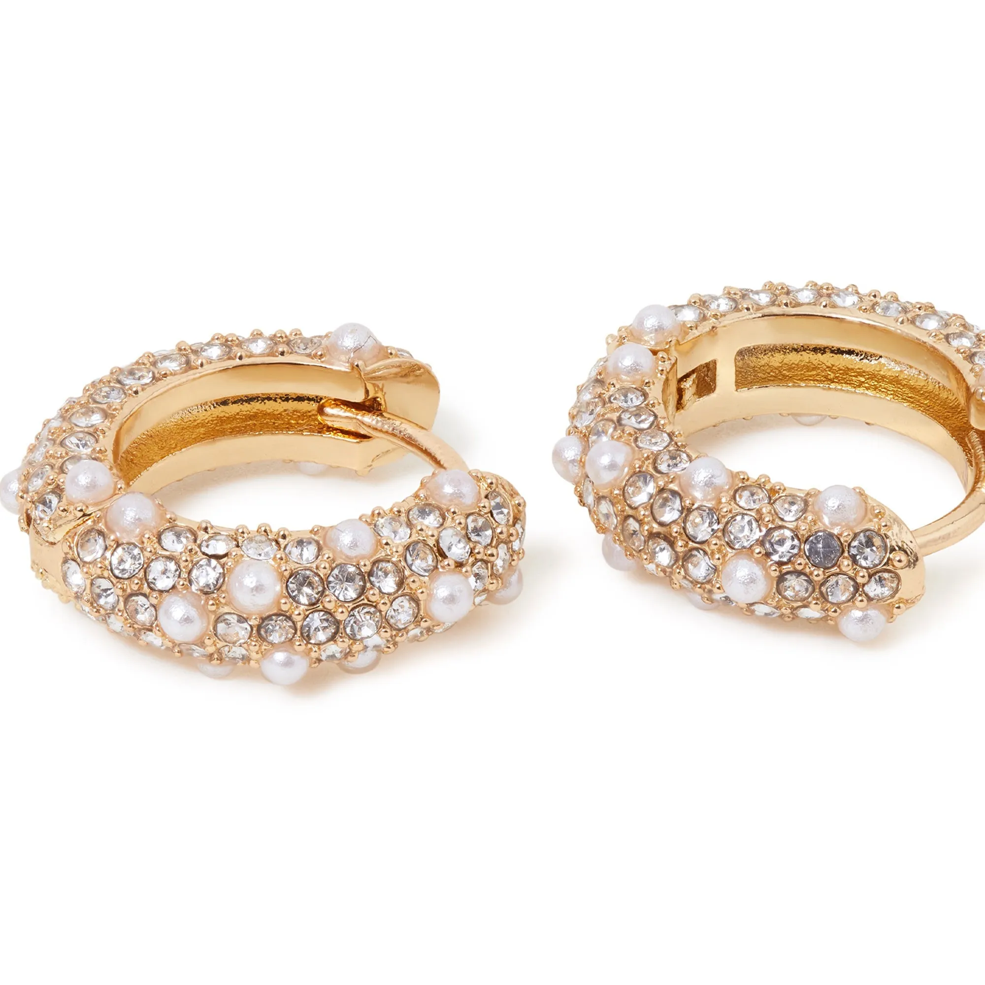 Accessorize London Women's Pearl And Crystal Encrusted Hoops