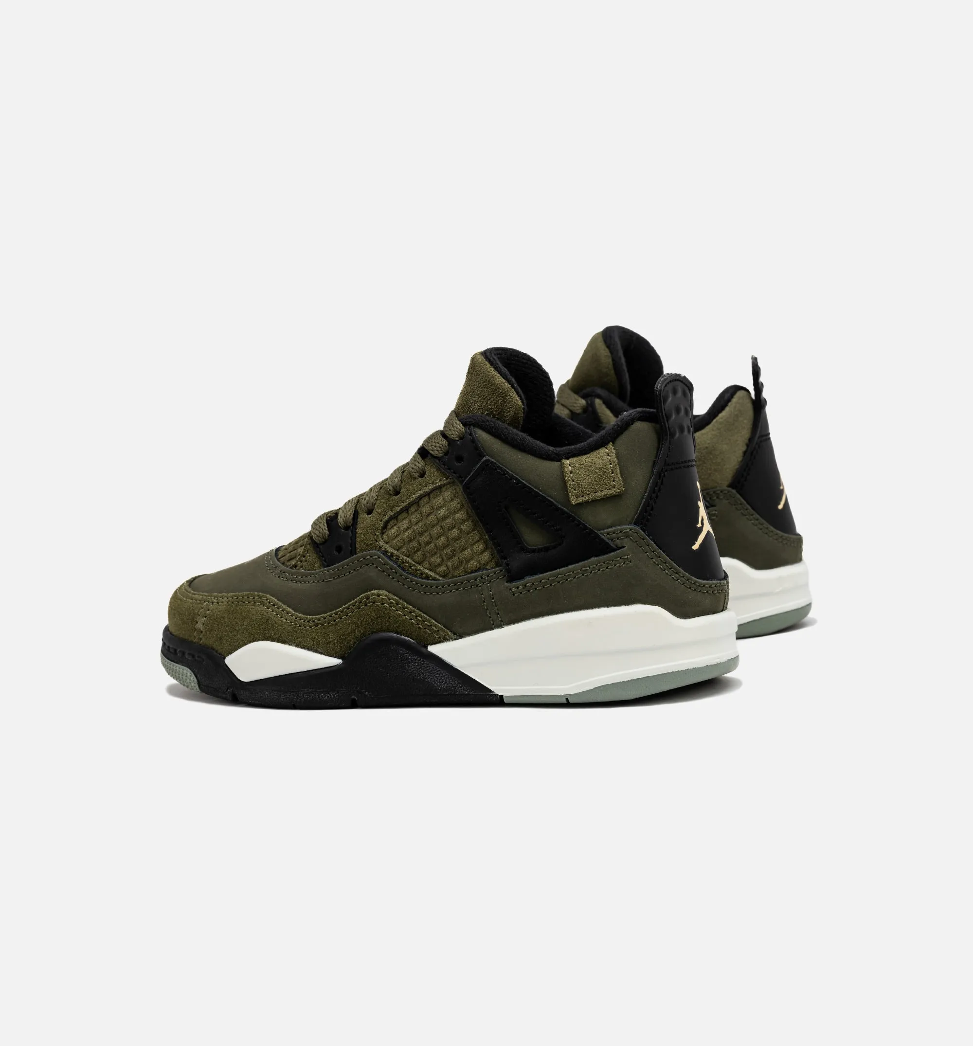 Air Jordan 4 Retro Craft Olive Preschool Lifestyle Shoe - Medium Olive/Black