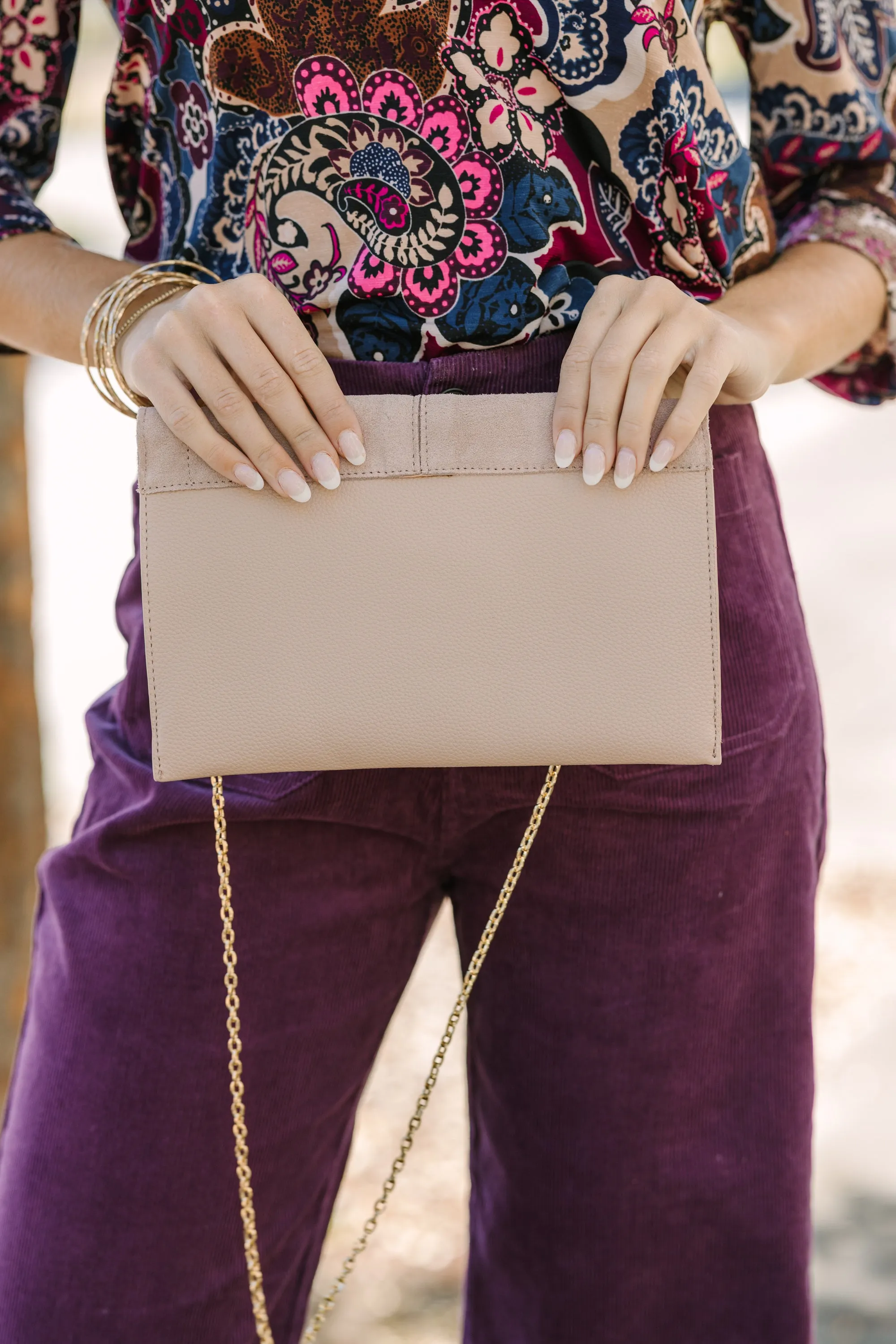 All For You Taupe Brown Clutch/Purse