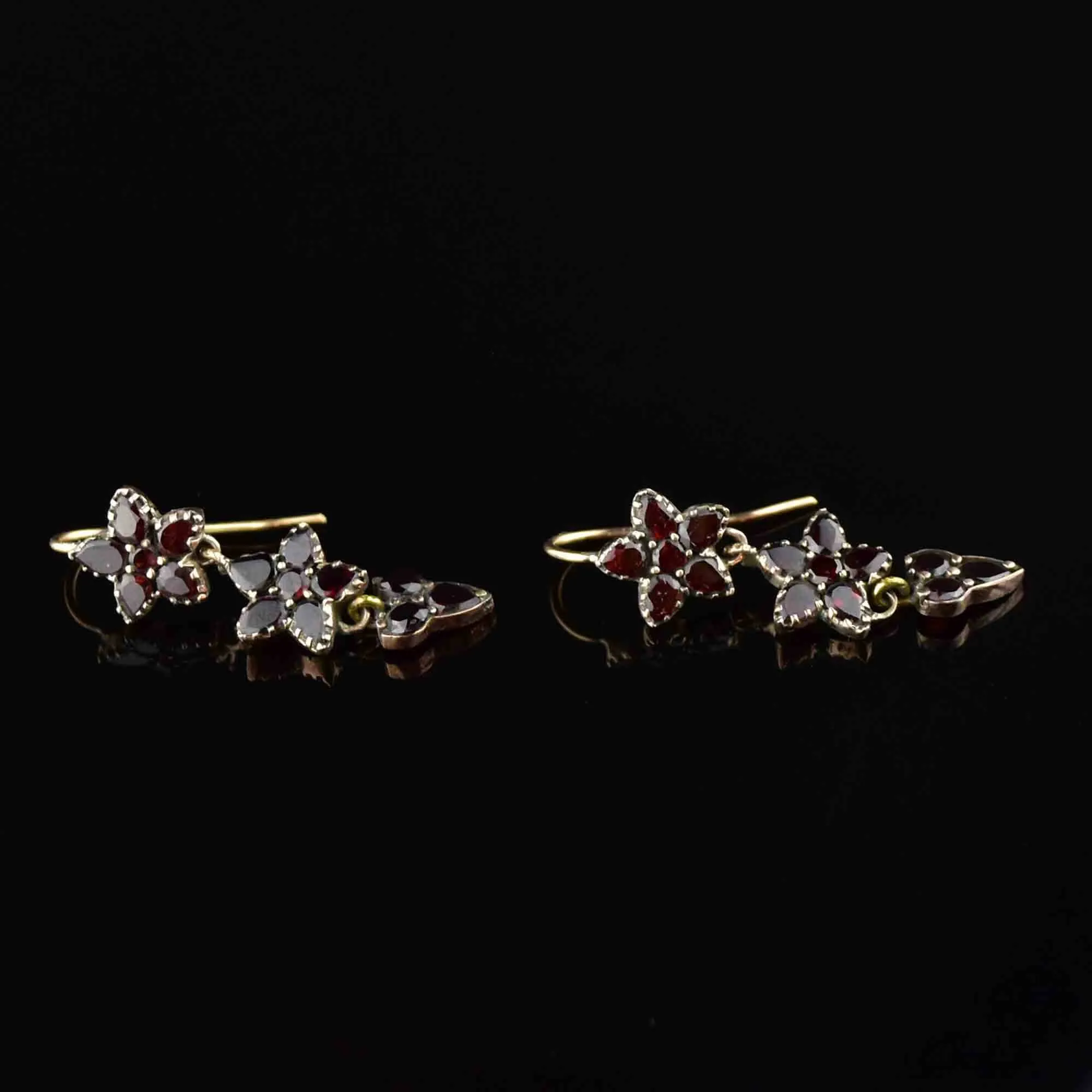 Antique Rolled Gold Garnet Star Earrings