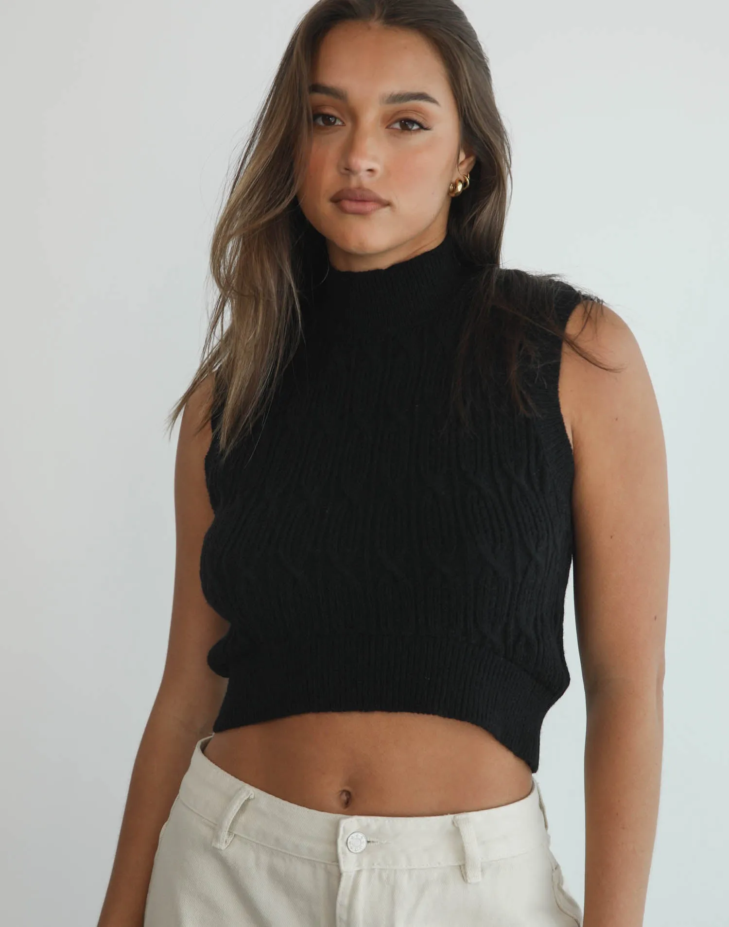 Anya Knit Crop Top (Black)