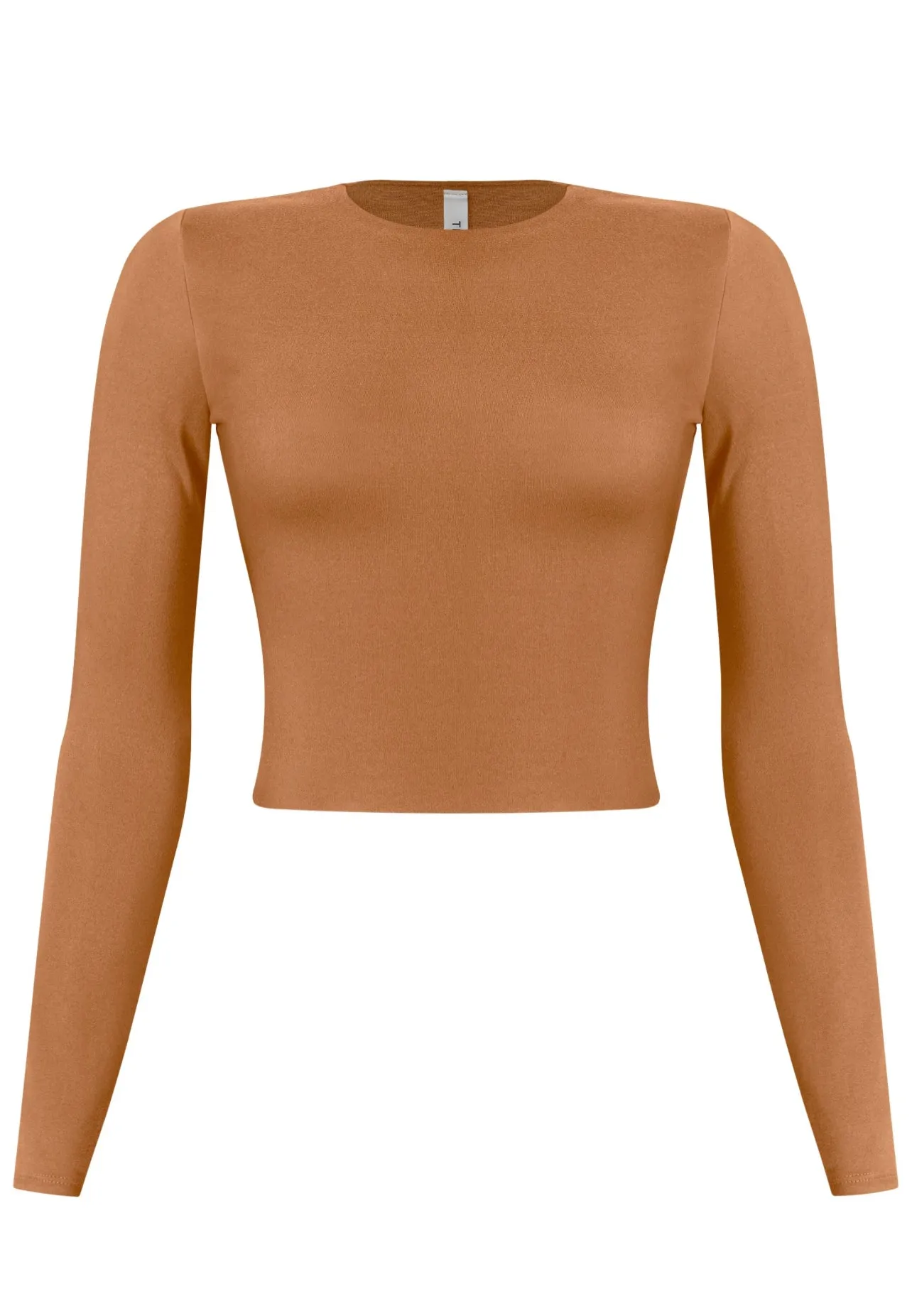 Arianna Long Sleeve Solid Basic Crop Top