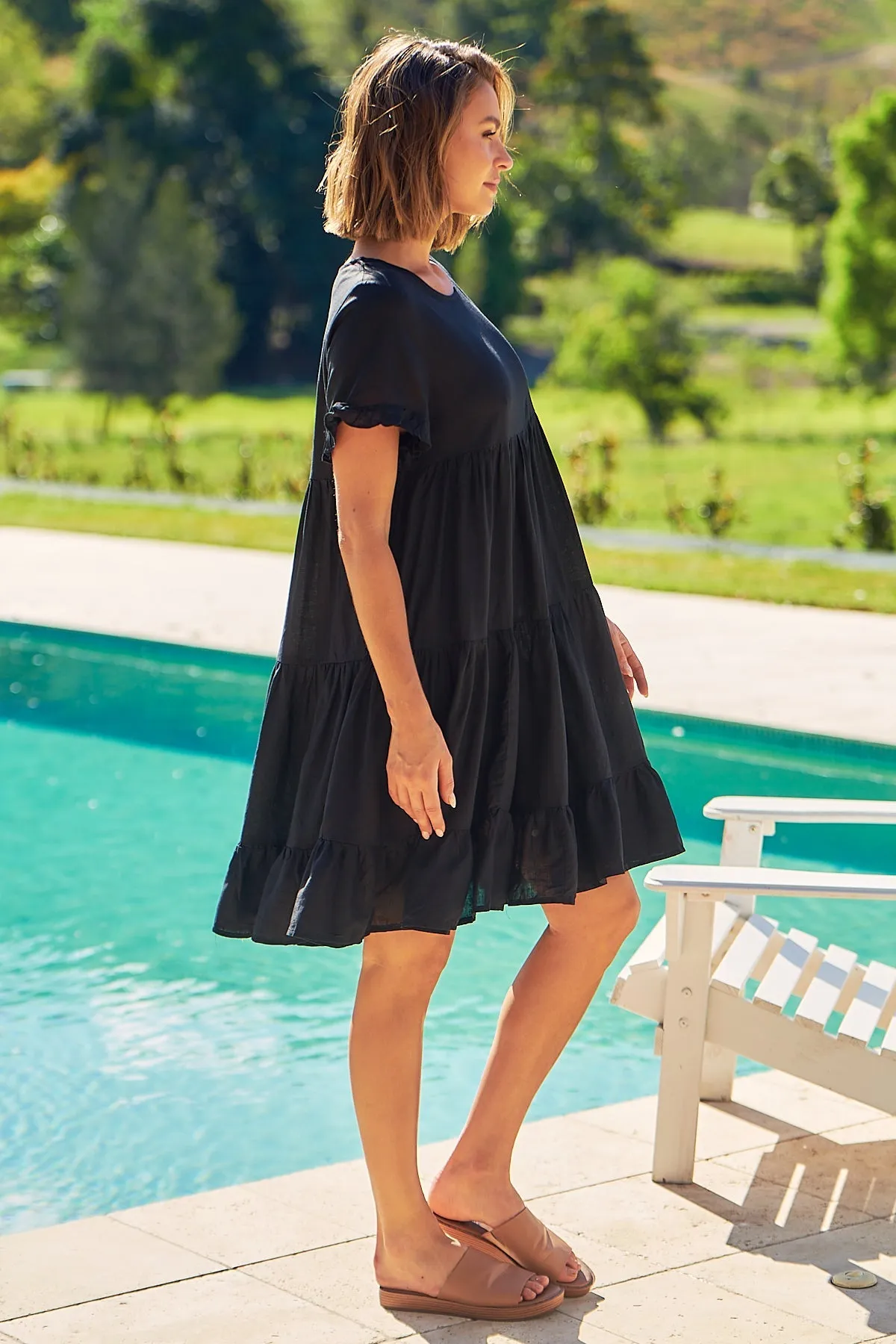 Aviana Black Smock Dress