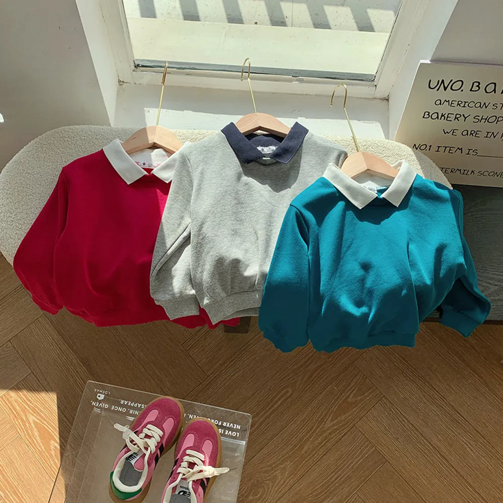 Baby Kid Girls Boys Color-blocking Tops Wholesale 23090678