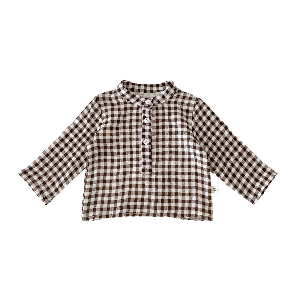 Baby Kid Girls Boys Solid Color Checked Tops Wholesale 23101905