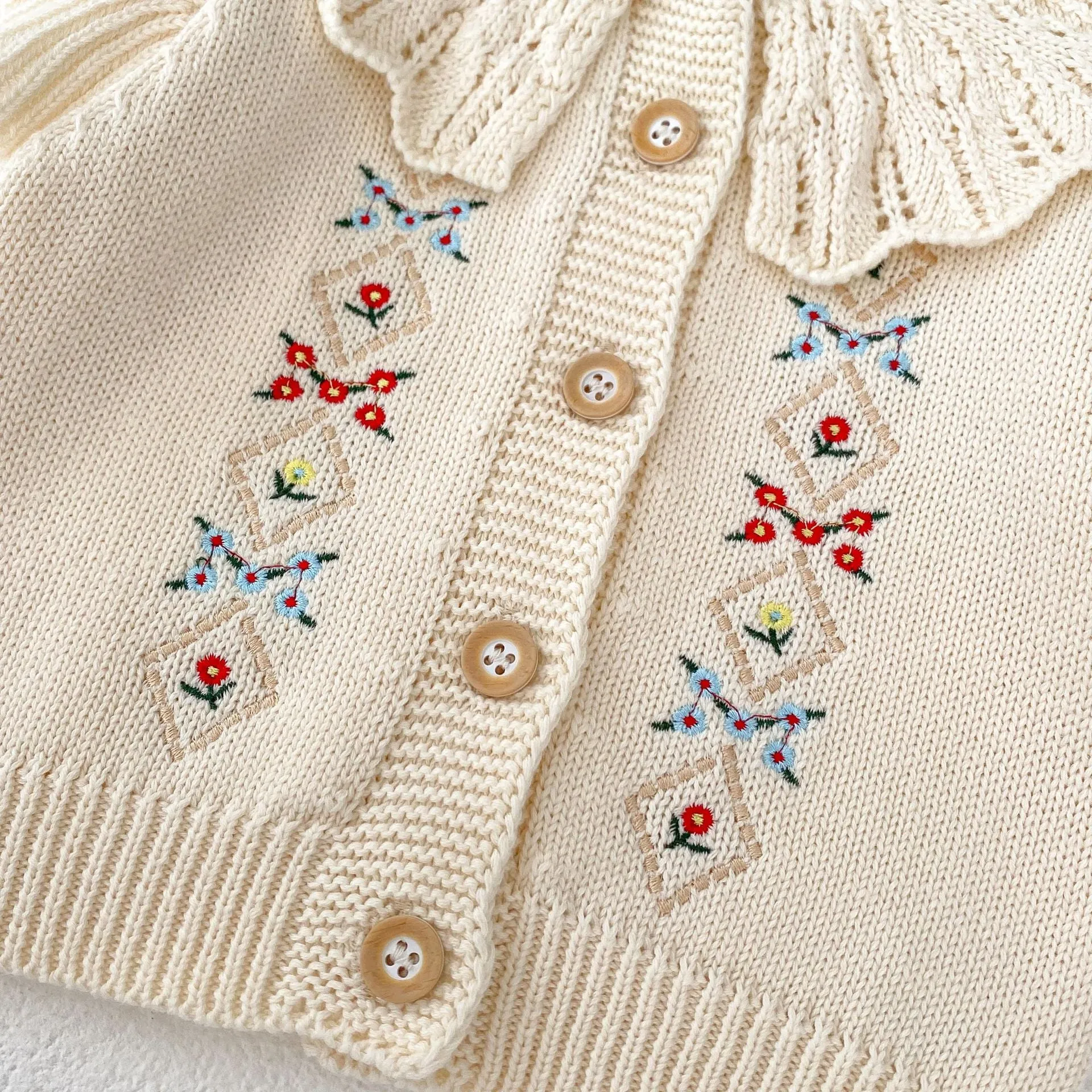 Baby Kid Girls Flower Embroidered Cardigan Wholesale 24011159