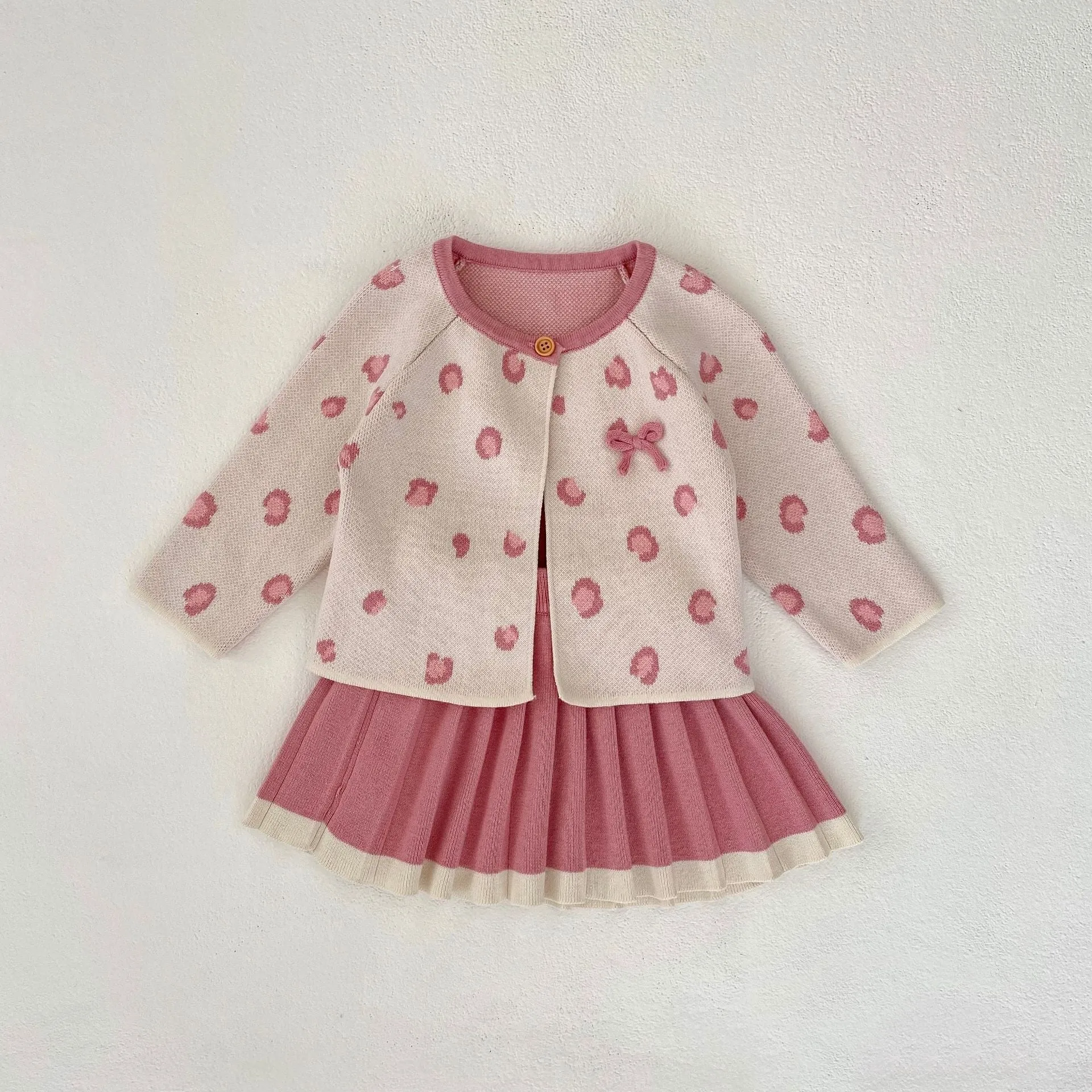 Baby Kid Girls Solid Color Polka dots Print Cardigan And Dresses Wholesale 230828228