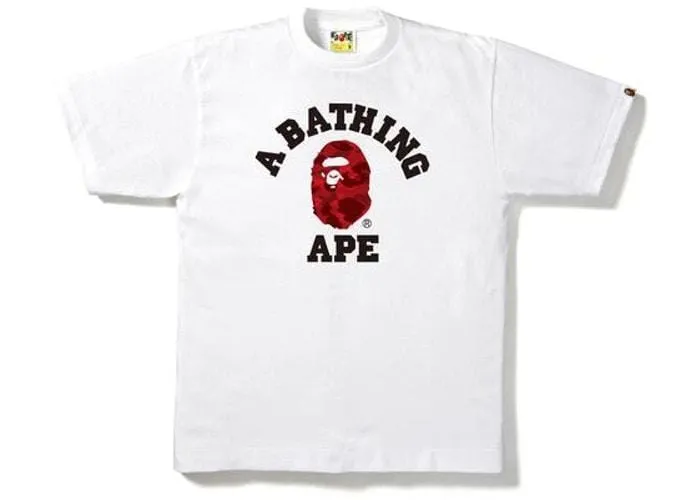 BAPE CAMO COLLEGE TEE WHITE/RED