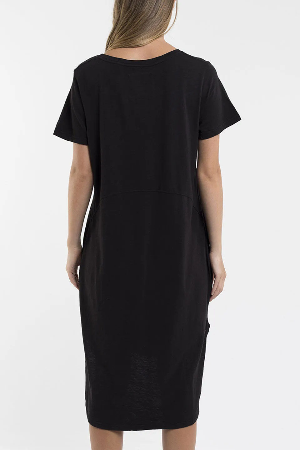 Bayley Washed Black SS Tee Midi Dress