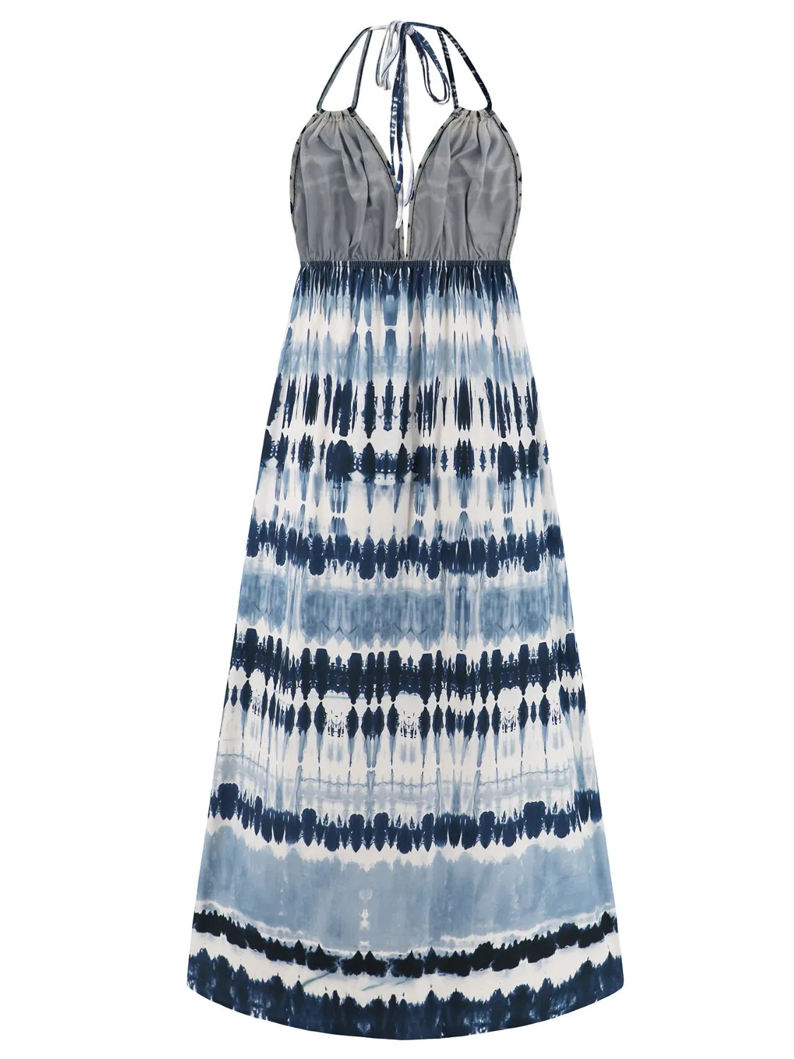 Beach Wedding Guest Attire for Women: Tie-Dye Sleeveless Halter Neck Dress