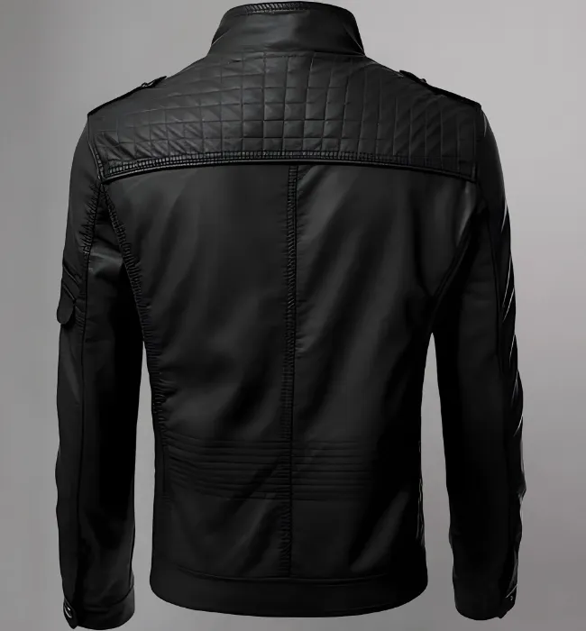 Biker Regular Fit Casual Black Leather Jacket