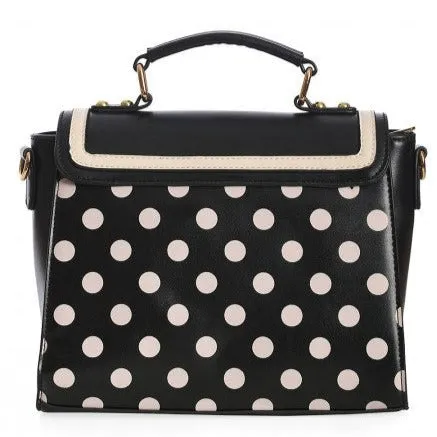 Black Cream Polka Dot Retro Handbag