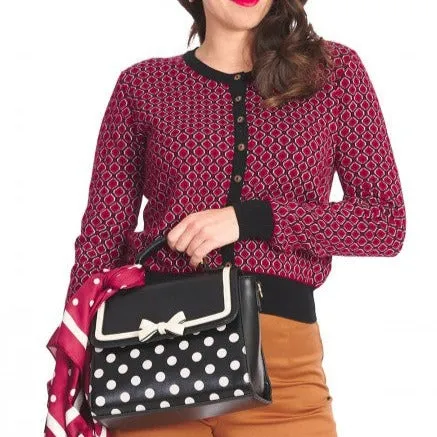 Black Cream Polka Dot Retro Handbag