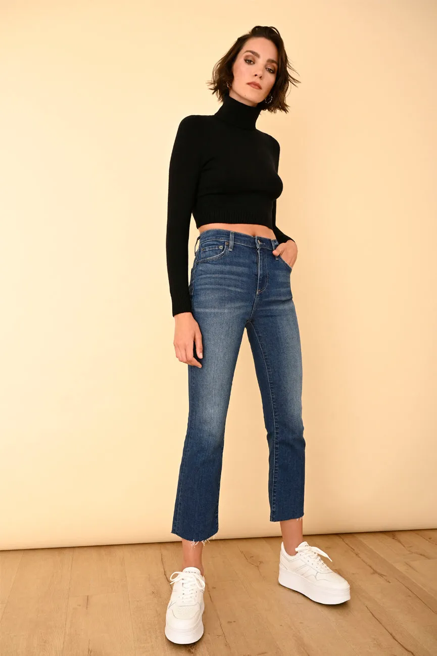 Black EcoMerino Long Sleeve Crop Turtleneck