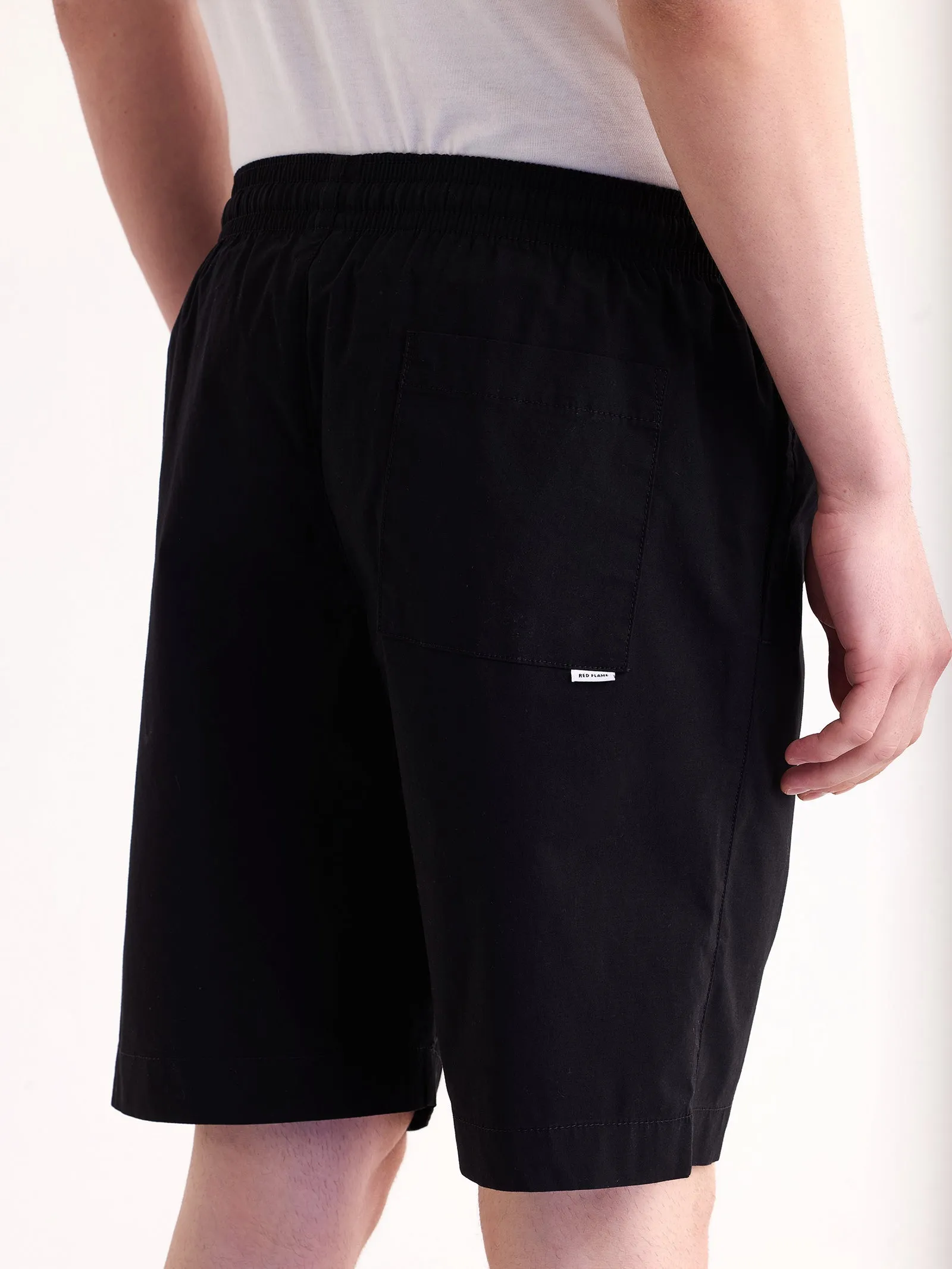 Black Solid Stretch Short