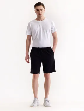 Black Solid Stretch Short