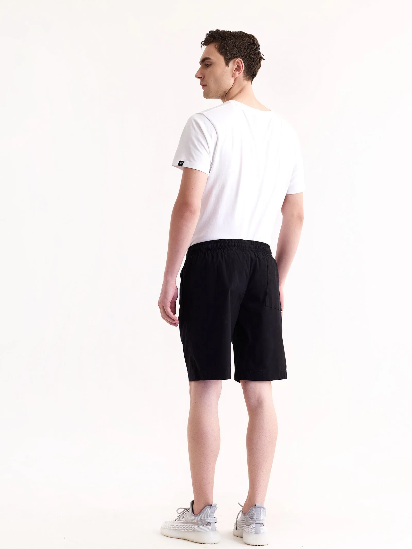 Black Solid Stretch Short