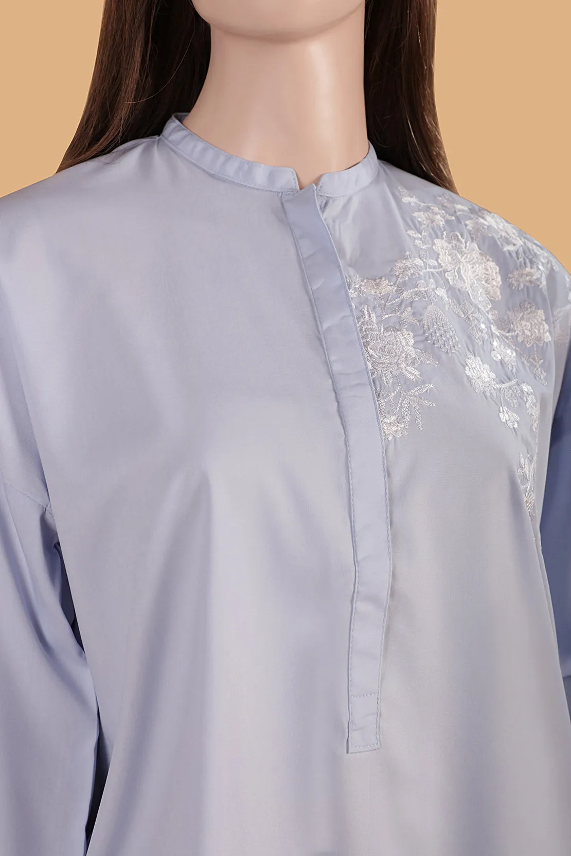 Blended Solid Emb Stitched Shirt