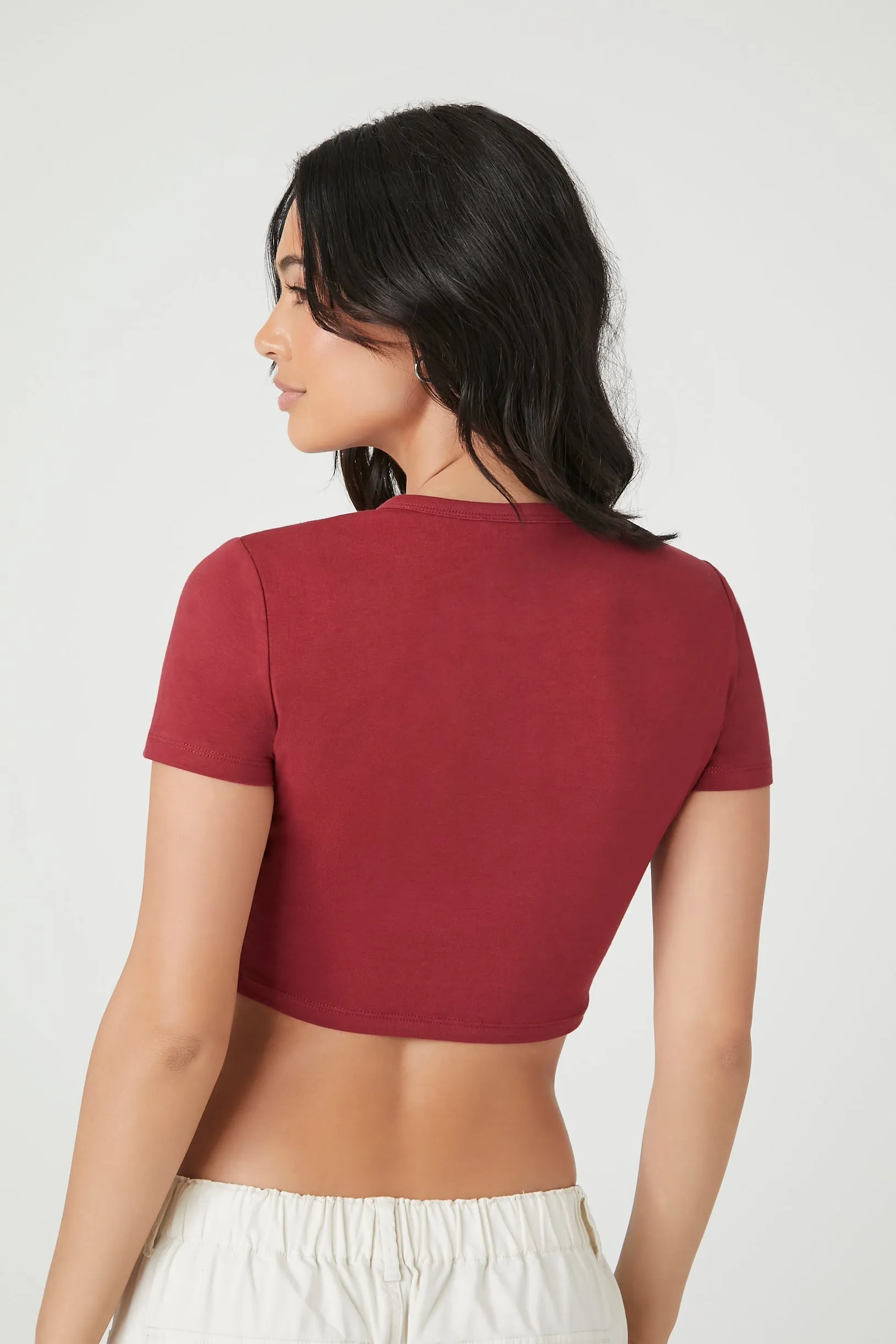 Button-Front Crop Top