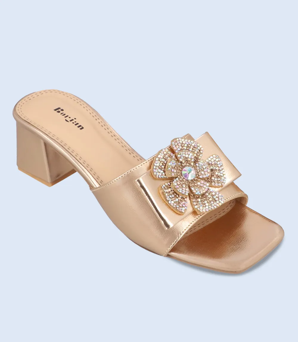 BW8694-GOLDEN-Women Formal Slipper Heels