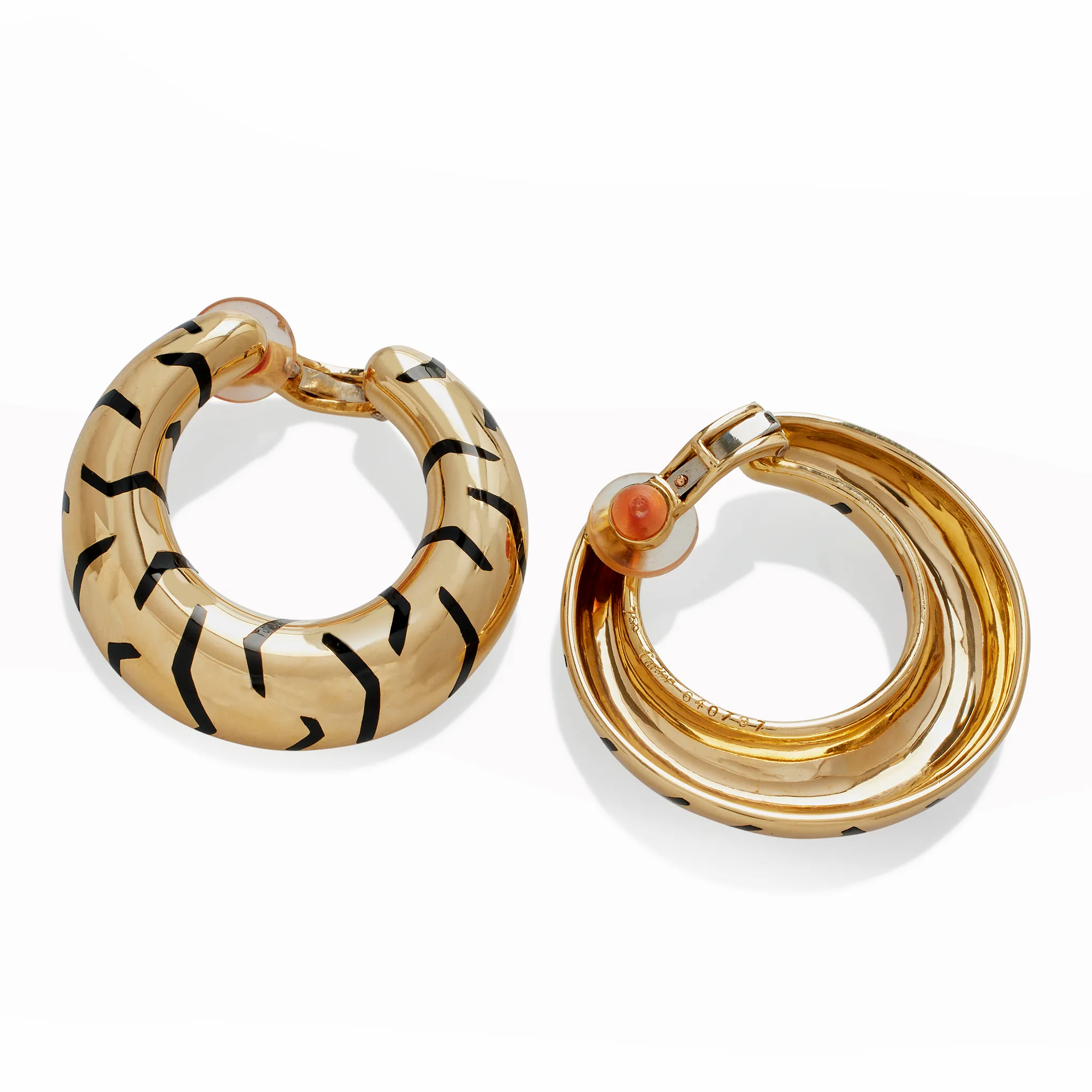 Cartier Paris Tiger Stripe Hoop Earrings