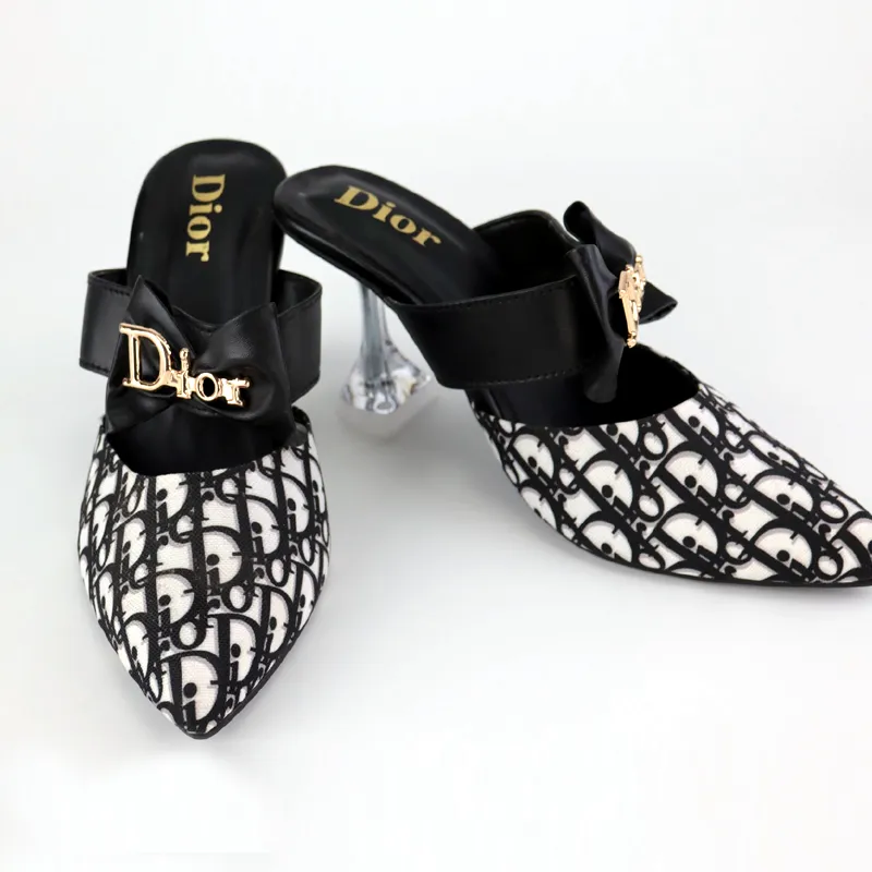 CD Bow Heel Pattern Pumps Court Shoes