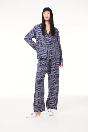 Chain Print Pyjama Set in Navy