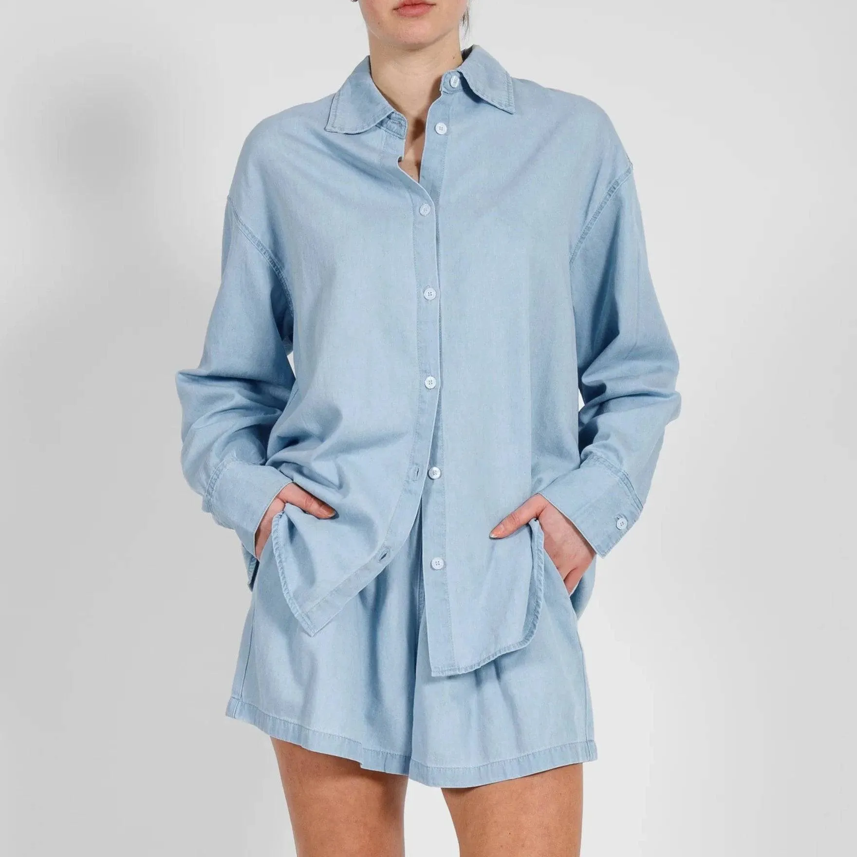 Chambray Denim Button Up Shirt