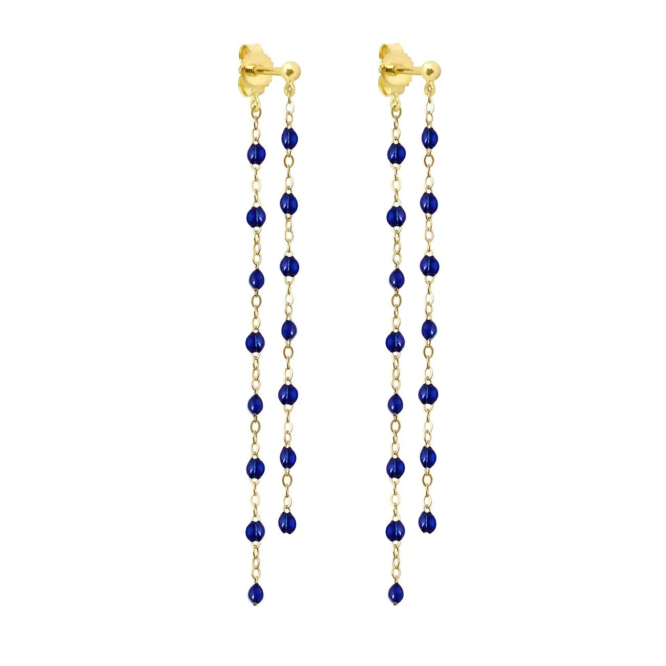 Classic Gigi dangling Lapis earrings, Yellow Gold