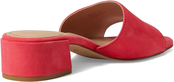 Cole Haan Calli Geranium Suede Square Open Toe Block Heel Slip On Heeled Sandals