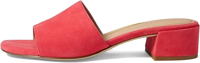 Cole Haan Calli Geranium Suede Square Open Toe Block Heel Slip On Heeled Sandals