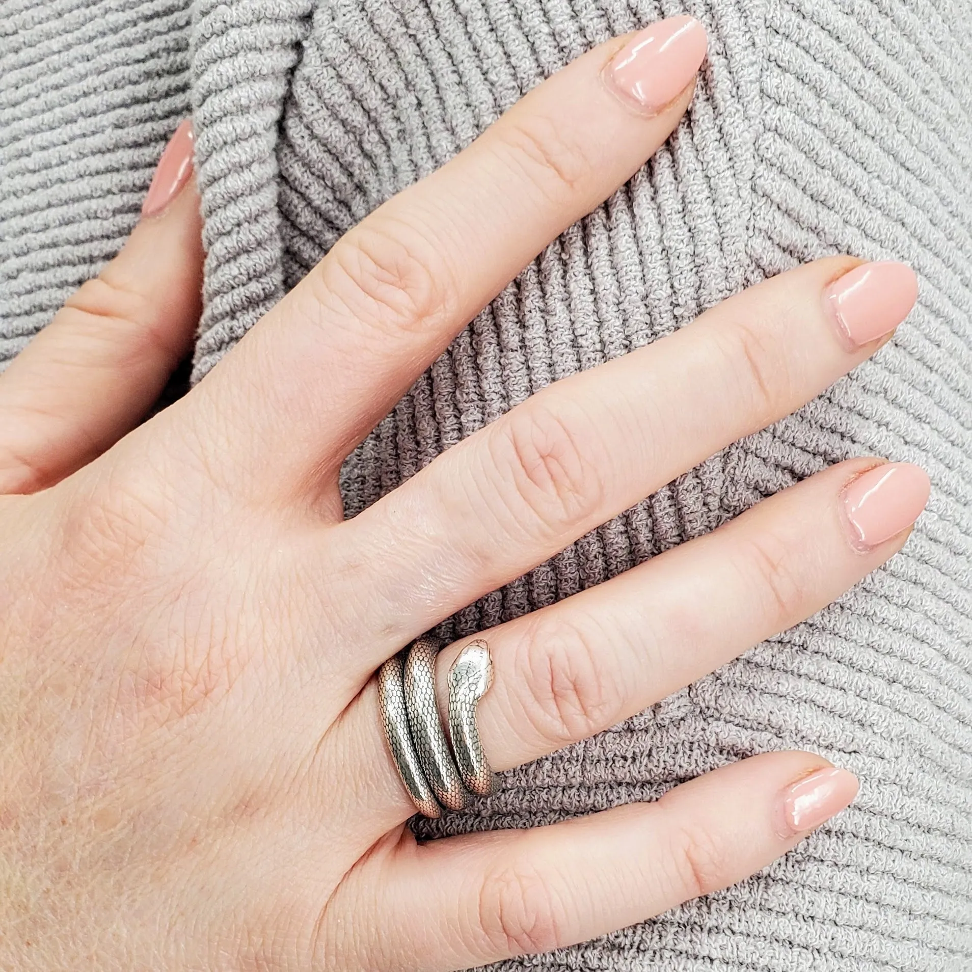 Colubrid Snake Wrap Ring - Sterling Silver